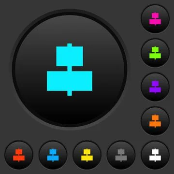 Align to center dark push buttons with color icons Stock Illustration