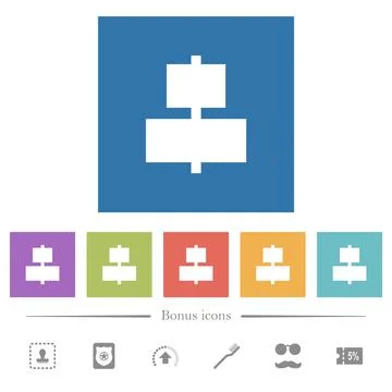 Align to center flat white icons in square backgrounds Stockillustratie