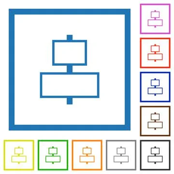 Align to center outline flat framed icons Stock Illustration