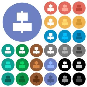 Align to center round flat multi colored icons Stock Illustration
