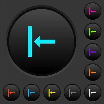 Align to left dark push buttons with color icons Stock Illustration