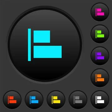 Align to left dark push buttons with color icons Stock Illustration