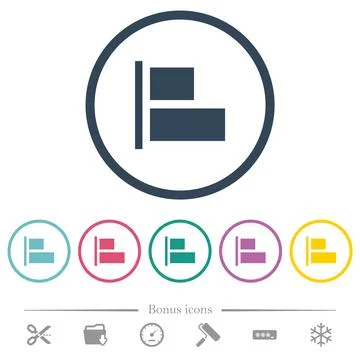 Align to left flat color icons in round outlines Stock Illustration