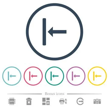 Align to left flat color icons in round outlines Stockillustratie
