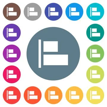 Align to left flat white icons on round color backgrounds Illustrazione stock