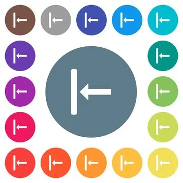 Align to left flat white icons on round color backgrounds Illustrazione stock