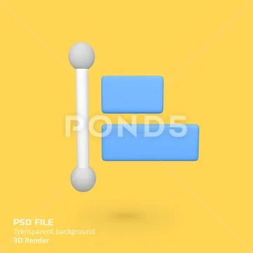 Align Left isolated 3d render icon illustration PSD Template