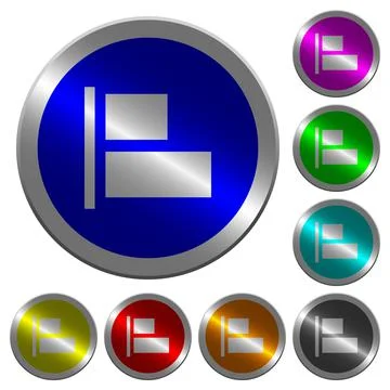 Align to left luminous coin-like round color buttons Stock Illustration