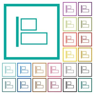Align to left outline flat color icons with quadrant frames Stock Illustration