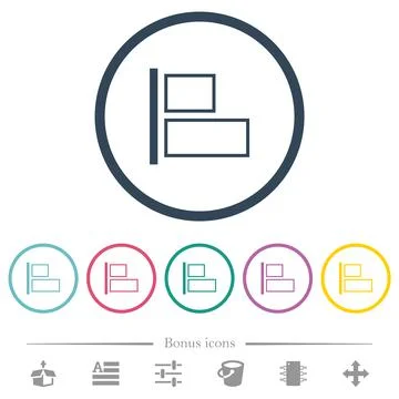 Align to left outline flat color icons in round outlines Stock Illustration