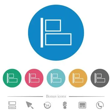 Align to left outline flat round icons Stock Illustration