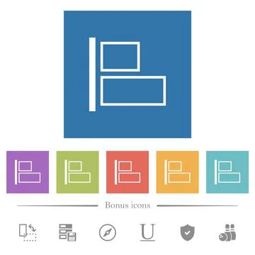 Align to left outline flat white icons in square backgrounds イラスト素材