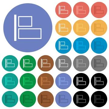 Align to left outline round flat multi colored icons Stock Illustration