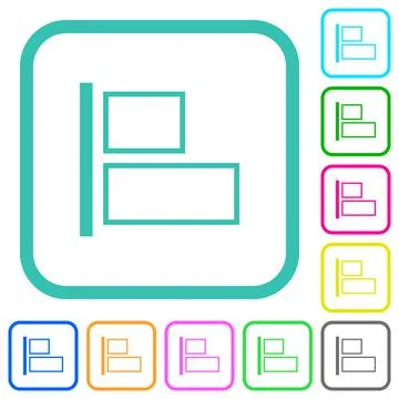 Align to left outline vivid colored flat icons Stock Illustration