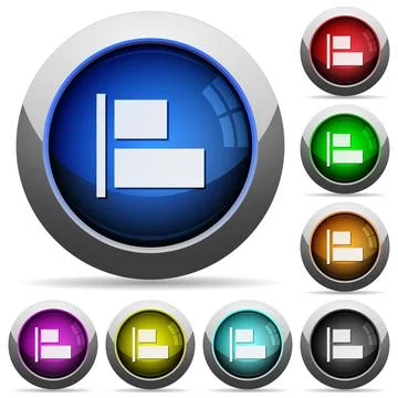 Align to left round glossy buttons Illustrazione stock
