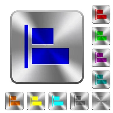 Align to left rounded square steel buttons Illustrazione stock