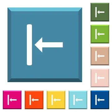 Align to left white icons on edged square buttons Stockillustratie