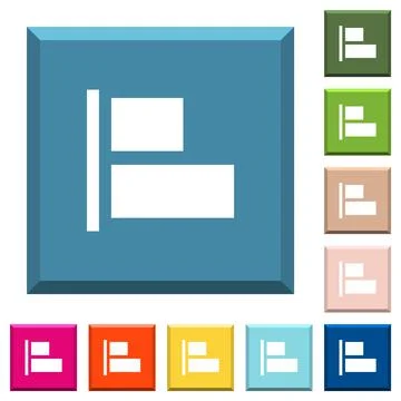 Align to left white icons on edged square buttons Stock Illustration