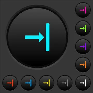 Align to right dark push buttons with color icons 스톡 일러스트