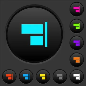 Align to right dark push buttons with color icons Stock Illustration