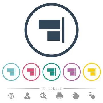 Align to right flat color icons in round outlines Stock Illustration