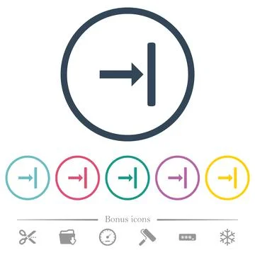 Align to right flat color icons in round outlines Stock Illustration