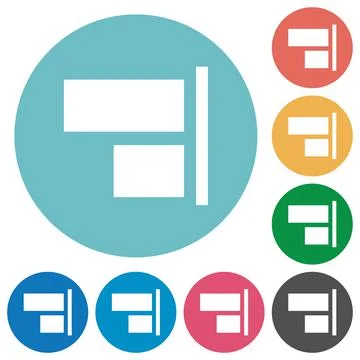 Align to right flat round icons Illustrazione stock