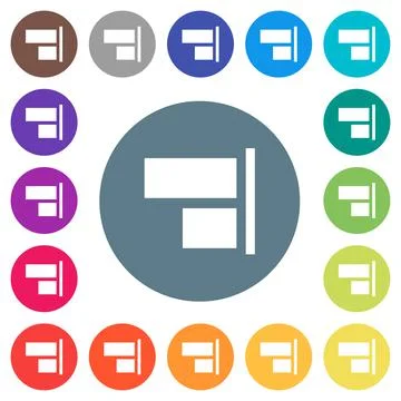 Align to right flat white icons on round color backgrounds Stockillustratie