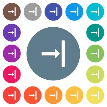 Align to right flat white icons on round color backgrounds Illustrazione stock
