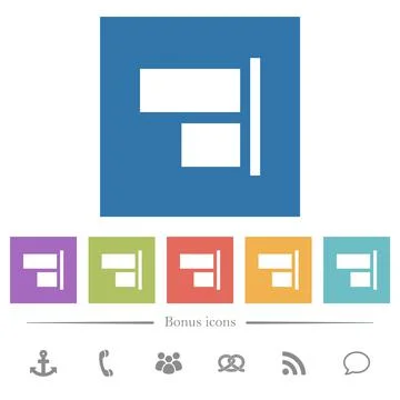 Align to right flat white icons in square backgrounds イラスト素材
