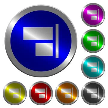 Align to right luminous coin-like round color buttons 库存插图