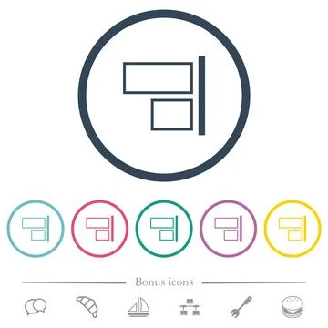 Align to right outline flat color icons in round outlines Stock Illustration