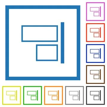 Align to right outline flat framed icons Stock Illustration
