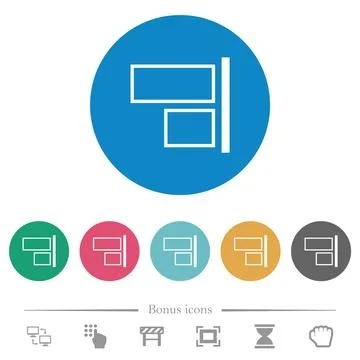 Align to right outline flat round icons Stock Illustration