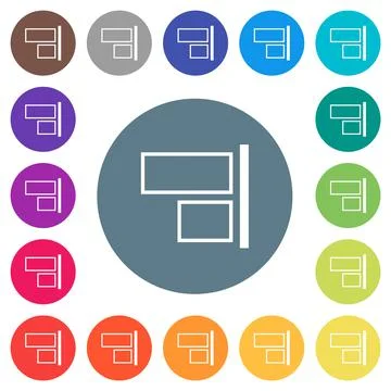Align to right outline flat white icons on round color backgrounds Stockillustratie