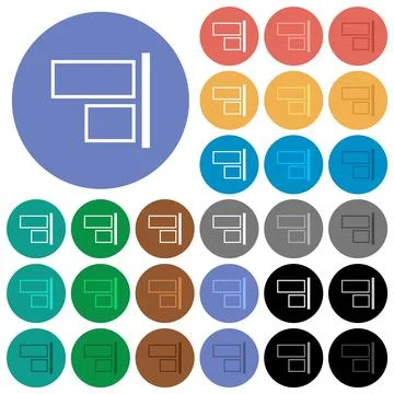 Align to right outline round flat multi colored icons Stock Illustration