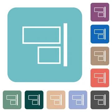 Align to right outline rounded square flat icons Stock Illustration