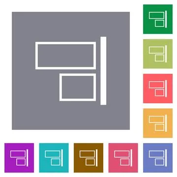 Align to right outline square flat icons Illustrazione stock