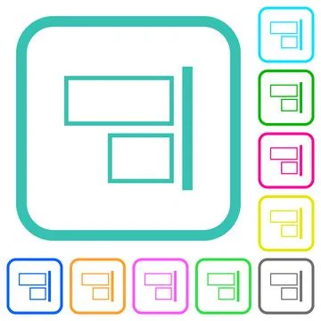 Align to right outline vivid colored flat icons Stock Illustration