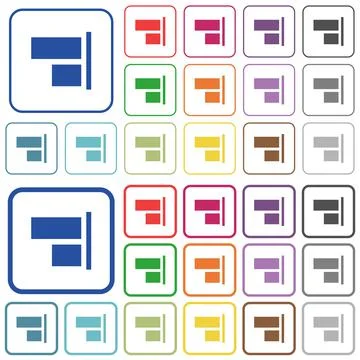 Align to right outlined flat color icons 스톡 일러스트