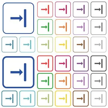 Align to right outlined flat color icons Stock Illustration