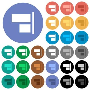 Align to right round flat multi colored icons Stock Illustration
