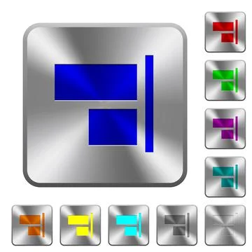 Align to right rounded square steel buttons Stock Illustration