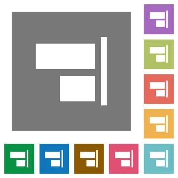 Align to right square flat icons Illustrazione stock