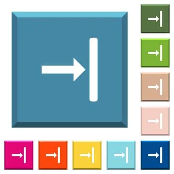 Align to right white icons on edged square buttons Stock Illustration