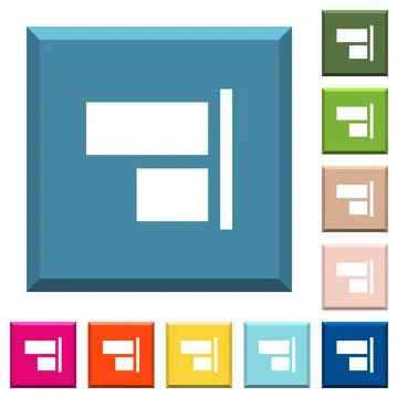 Align to right white icons on edged square buttons Stock Illustration