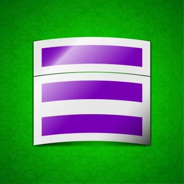 Align text to the width icon sign. Symbol chic colored sticky label on green bac Illustrazione stock