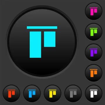 Align to top dark push buttons with color icons 스톡 일러스트