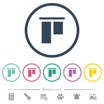Align to top flat color icons in round outlines Stock Illustration
