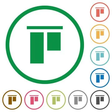 Align to top flat icons with outlines Illustrazione stock